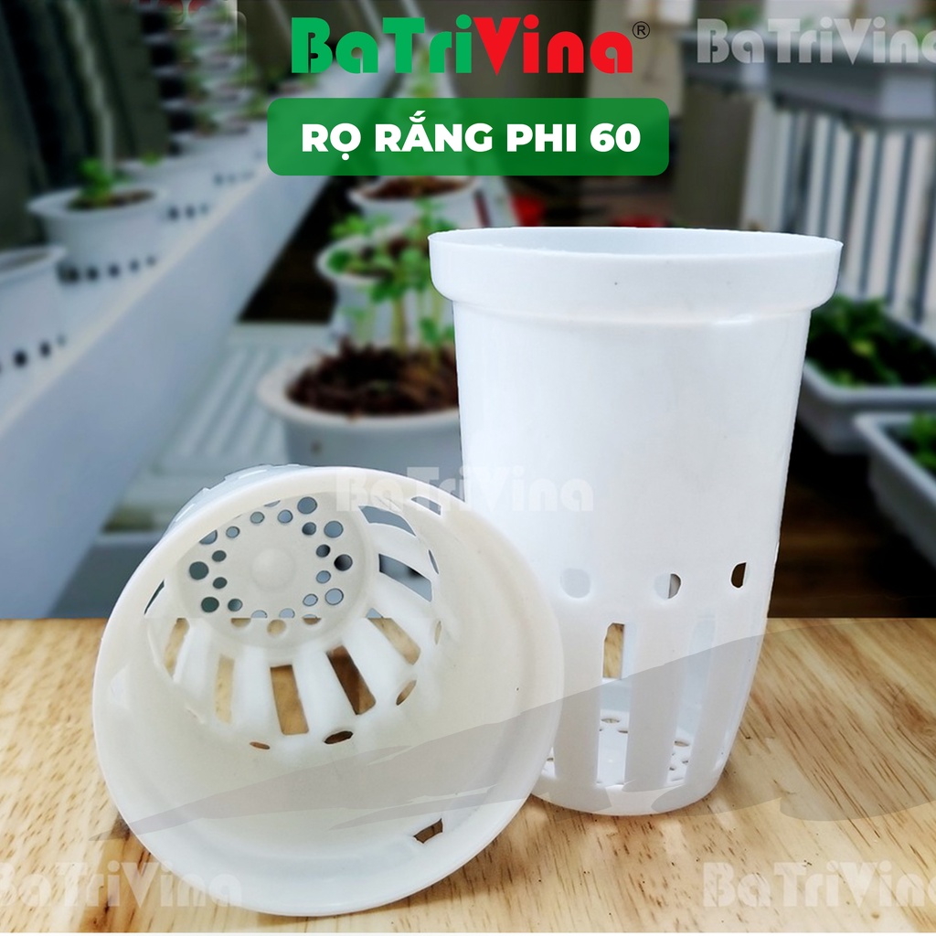 Combo 10 Rọ thủy canh trắng 70 x100 mm (phi 60) nhựa nguyên sinh - Bền đẹp, an toàn cho cây trồng và người sử dụng