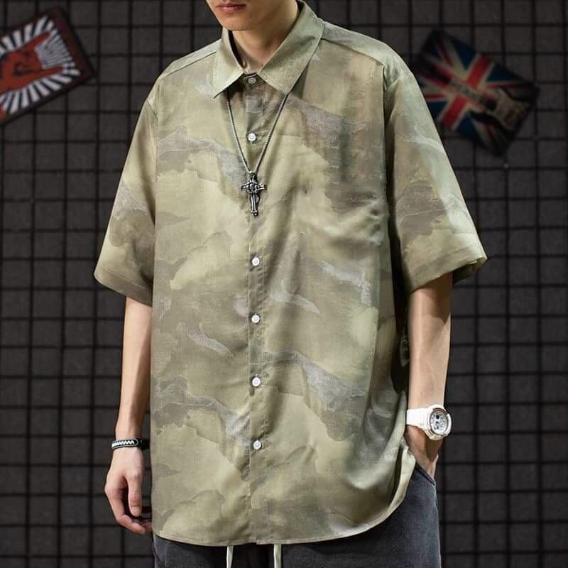 Áo sơ mi nam ngắn tay hot frend vải lụa cao cấp độc đáo bao đẹp phong cách | BigBuy360 - bigbuy360.vn