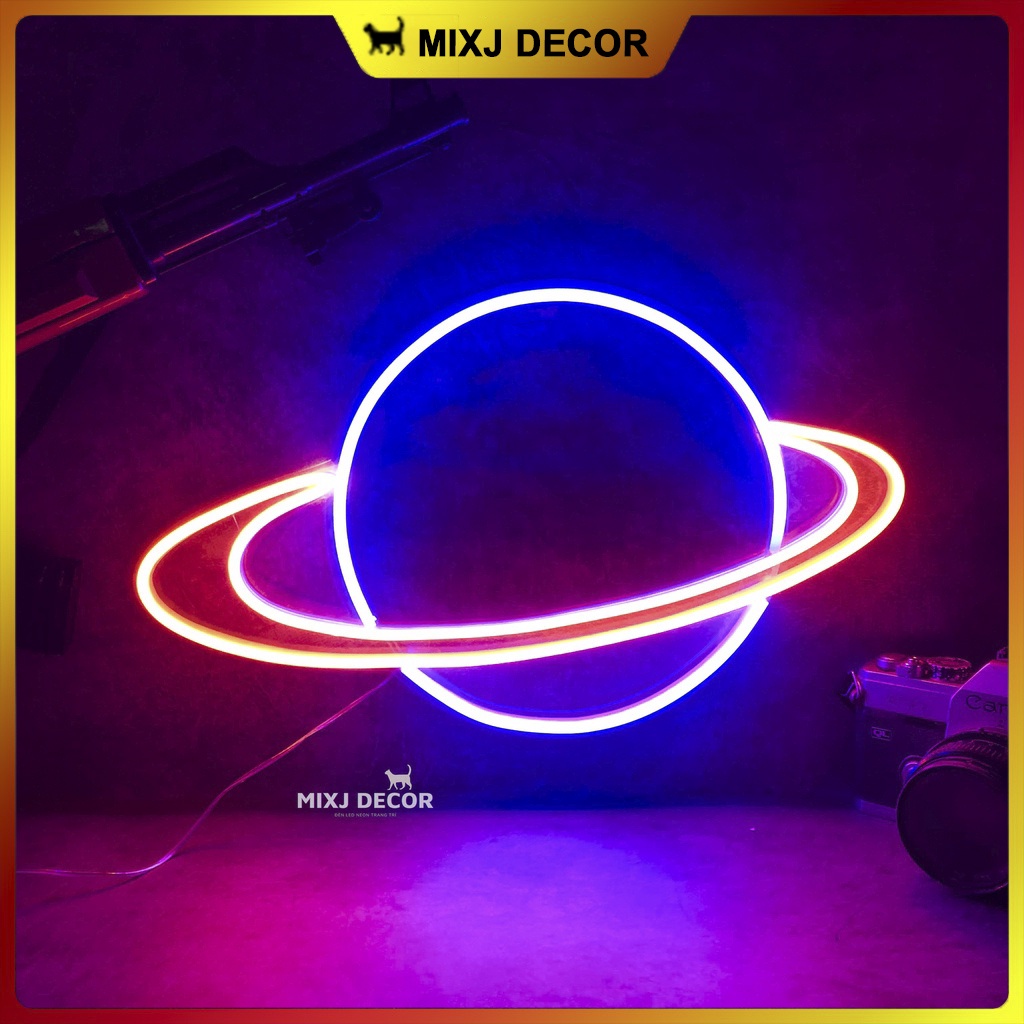 Đèn led Neon trang trí | Hình Sao Thổ | 30X40cm | Decor phòng ngủ | Đèn ngủ | Quà Tặng Trang Trí, Led 12V- MIXJ