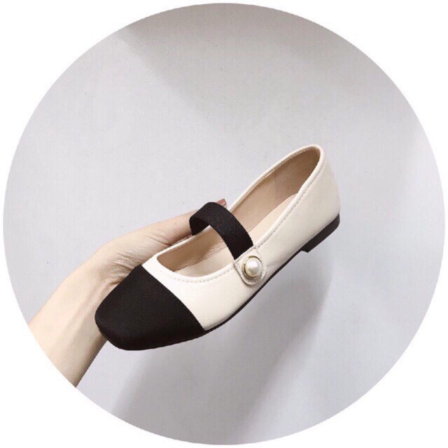 Giày búp bê quai ngang đính hạt ngọc chất đẹp