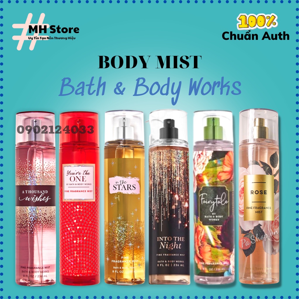 Xịt toàn thân BATH & BODY WORKS Full size 236ml, chính hãng nhập từ Mỹ