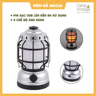 Đèn bão cắm trại dã ngoại phong cách cổ điển pin sạc