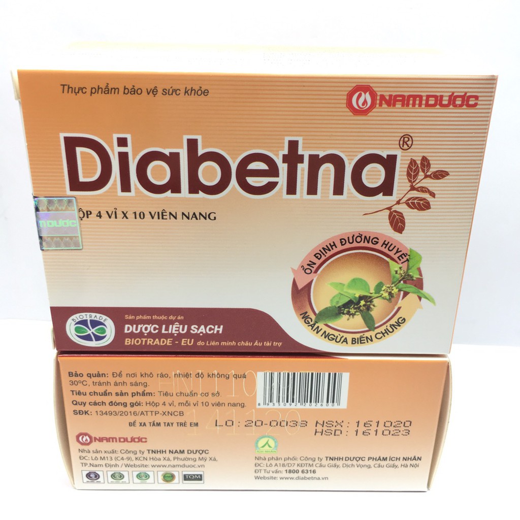 DIABETNA Hộp 4 vỉ 10 viên nang