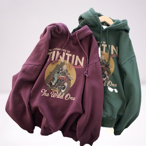 Áo Hoodie Nỉ Nam Nữ Hình Tin Tin Chạy Xe, Áo Khoác Nỉ Chất Dày Dặn Phong Cách Anne Boutique Mã 693