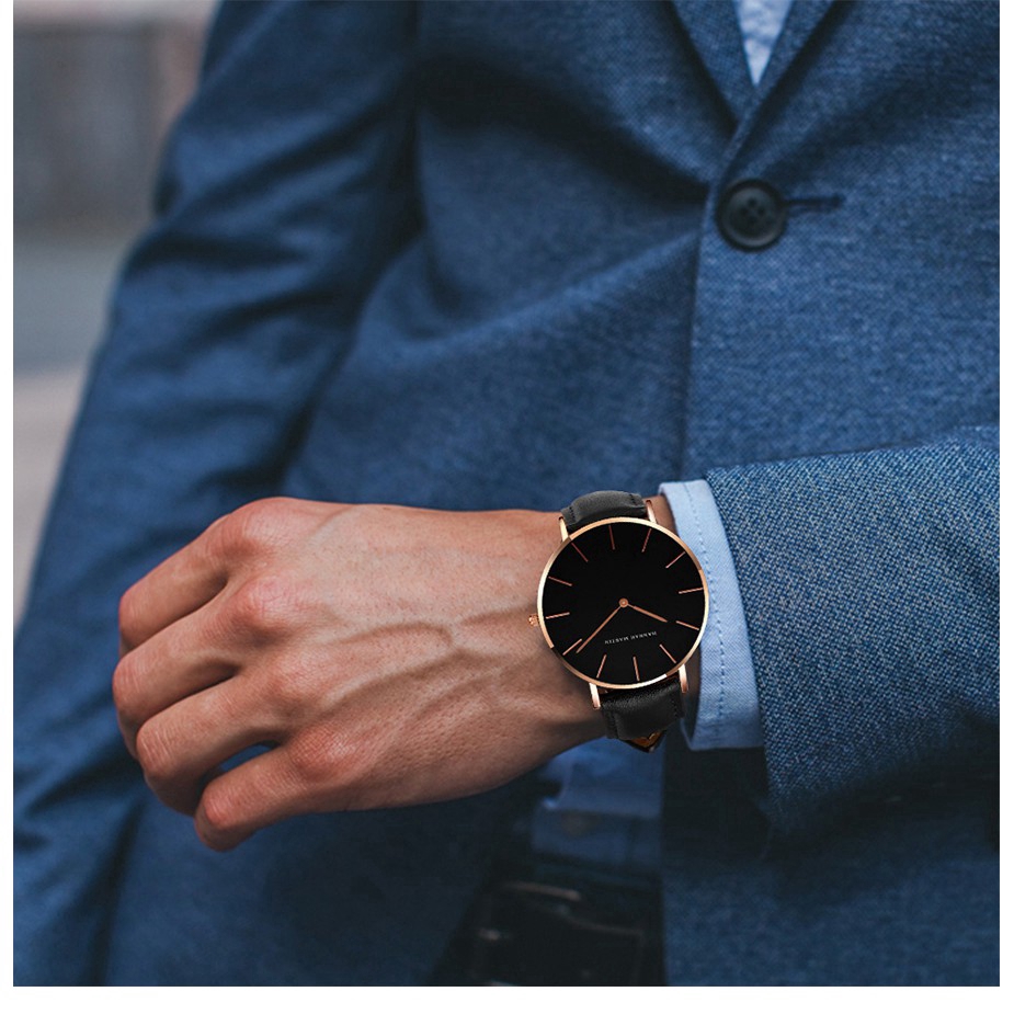 Đồng hồ NAM Hannah Martin 100% Original Men's Watches Fashion Quartz Stainless steel Boy Leather Watch COD Waterproof Wrist watches Gift Birthday Ch02
