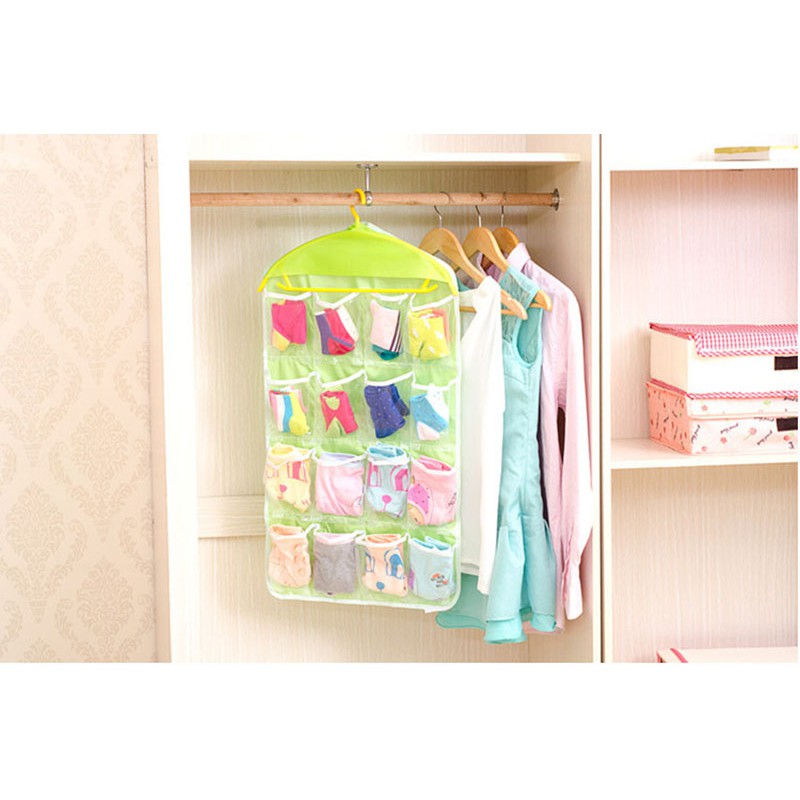 Túi Treo 16 Ngăn Trong Suốt Đựng Vớ, Áo Ngực Tiện Lợi