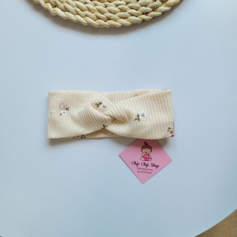 Turban xoắn chéo chất Waffle Hàn cho bé