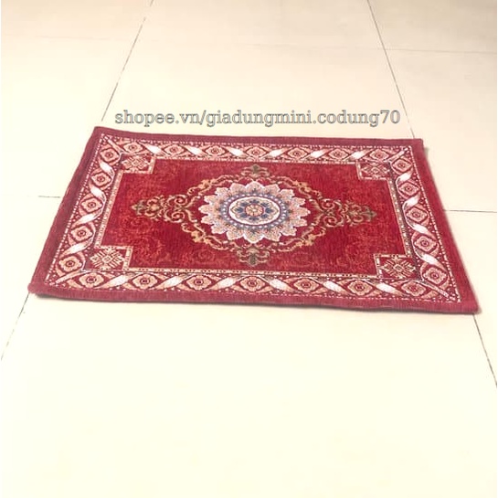 Thảm Chùi Chân Họa Tiết Hoa Văn Thổ Cẩm Đế Cao Su Chống Trơn Trượt 40X62Cm