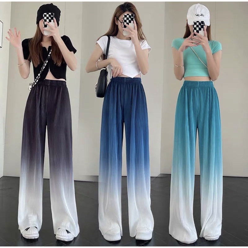 Quần suông Thái dập ly ombre