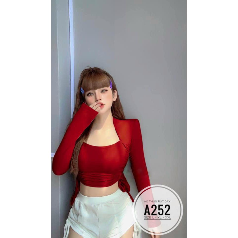 (TÁO ĐỎ BIGSIZE 55-90KG) A252 ÁO RÚT CỔ KIỂU DÀI TAY ÔM NGỰC TÔN DÁNG SIÊU XINH A252 ( ảnh thật shop chụp 100% )