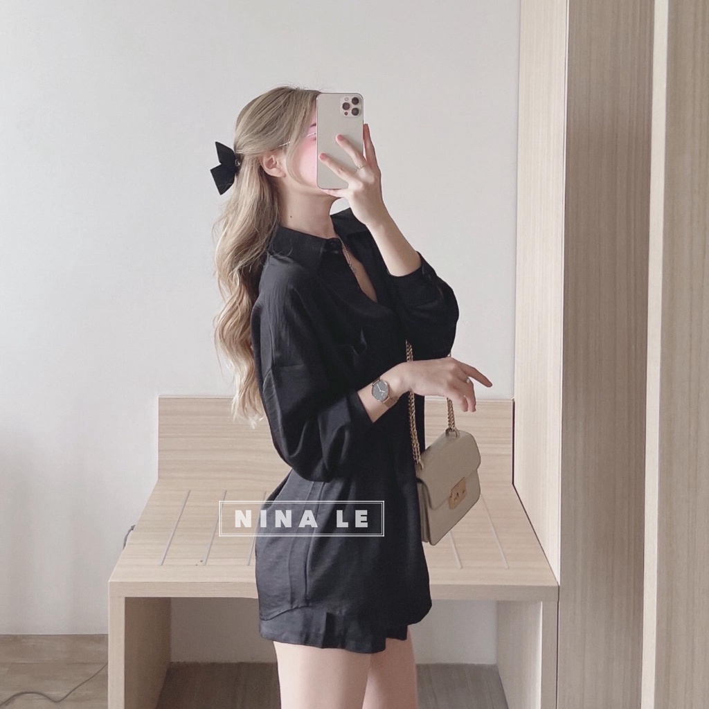 Sét bộ nữ áo sơ mi dài tay phối quần đùi đa màu sắc  thích hợp cho nàng đi chơi, đi biển