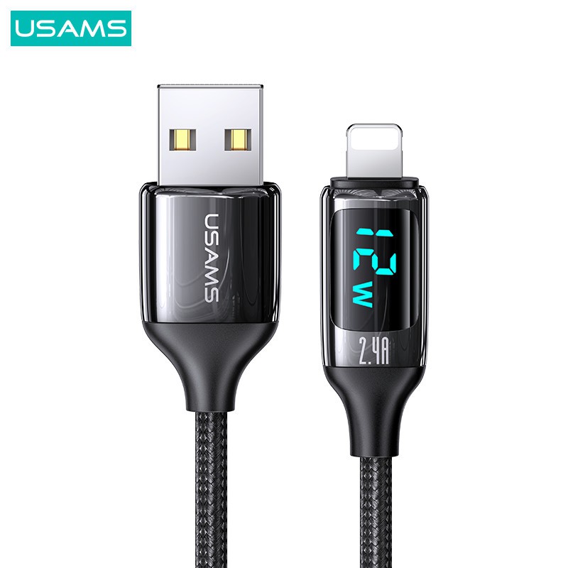 Dây Cáp Sạc Nhanh USAMS 1.2M 6A 100W PD Có Màn Hình LED Kỹ Thuật Số USB Type C