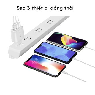 Củ sạc nhanh Devia 3 cổng USB- Hàng chính hãng