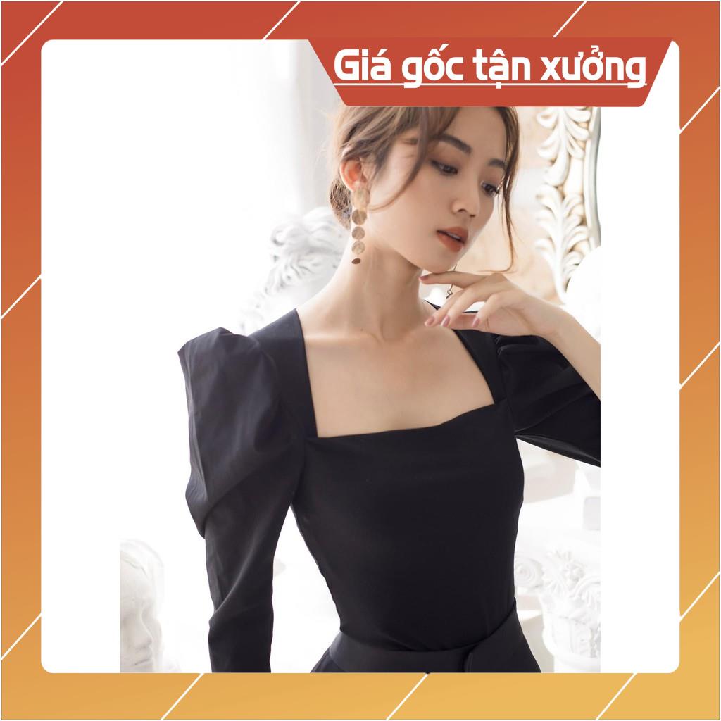 [Hàng Chất Lượng] (HÌNH THẬT) Áo Cổ Vuông Tay Phồng CHICA (ĐEN)