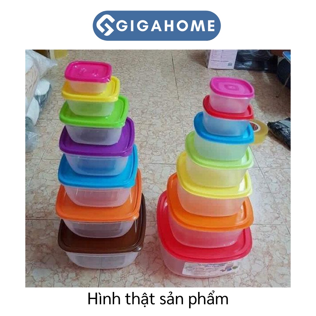 Bộ 6 Hộp Nhựa Đựng Thực Phẩm Hình Chữ Nhật GIGAHOME Bảo Quản Tủ Lạnh 7899