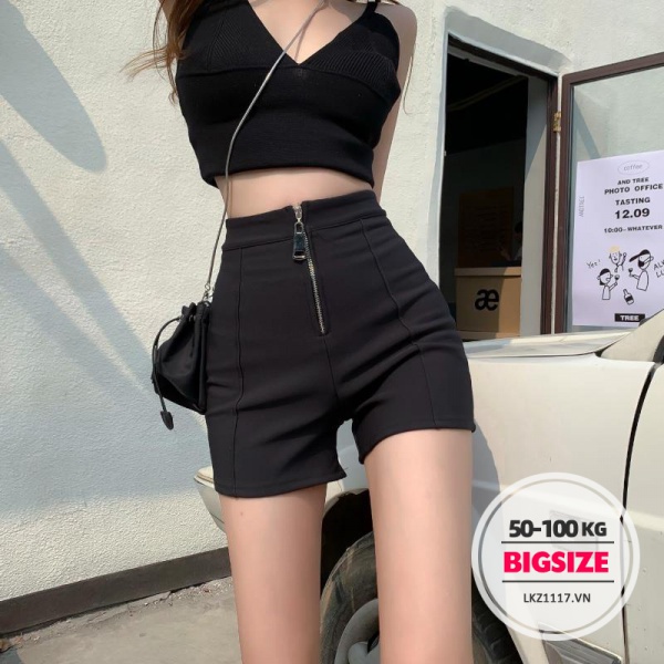 quần short nữ quần đùi ⚡️𝐁𝐈𝐆𝐒𝐈𝐙𝐄⚡️ Quần shorts biker lưng cao cạp cao ôm body thiết kế khoá kéo chữ a mùa hè Phong cách Hàn Quốc Thời Trang tiểu thư cá tính xinh đẹp cho người mập béo