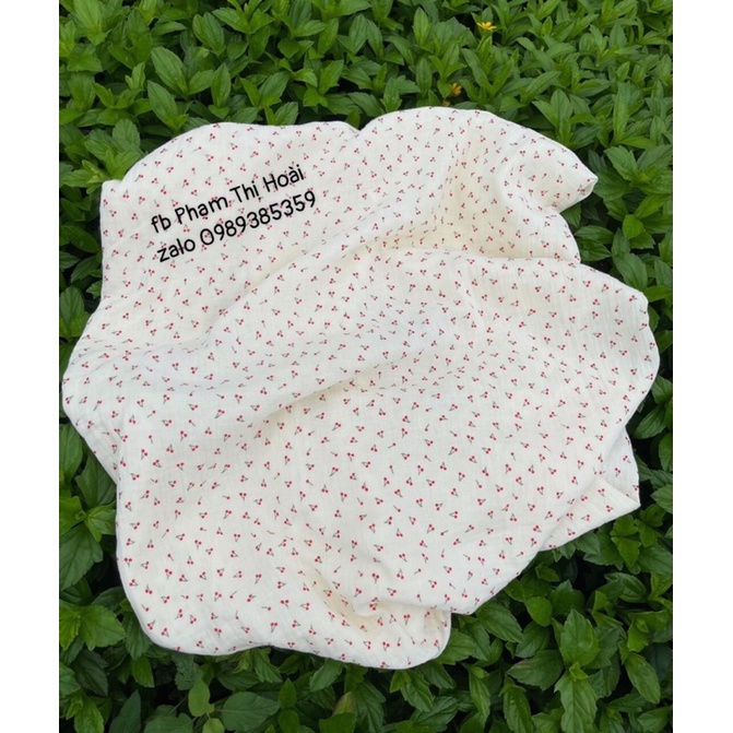Vải xô muslin hoạ tiết quả cherry siêu xinh