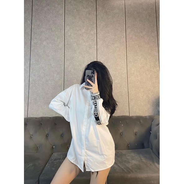 ÁO SƠ MI VIỀN CHỮ DIO.R NỮ CHUẨN ĐẸP GIÁ RẺ