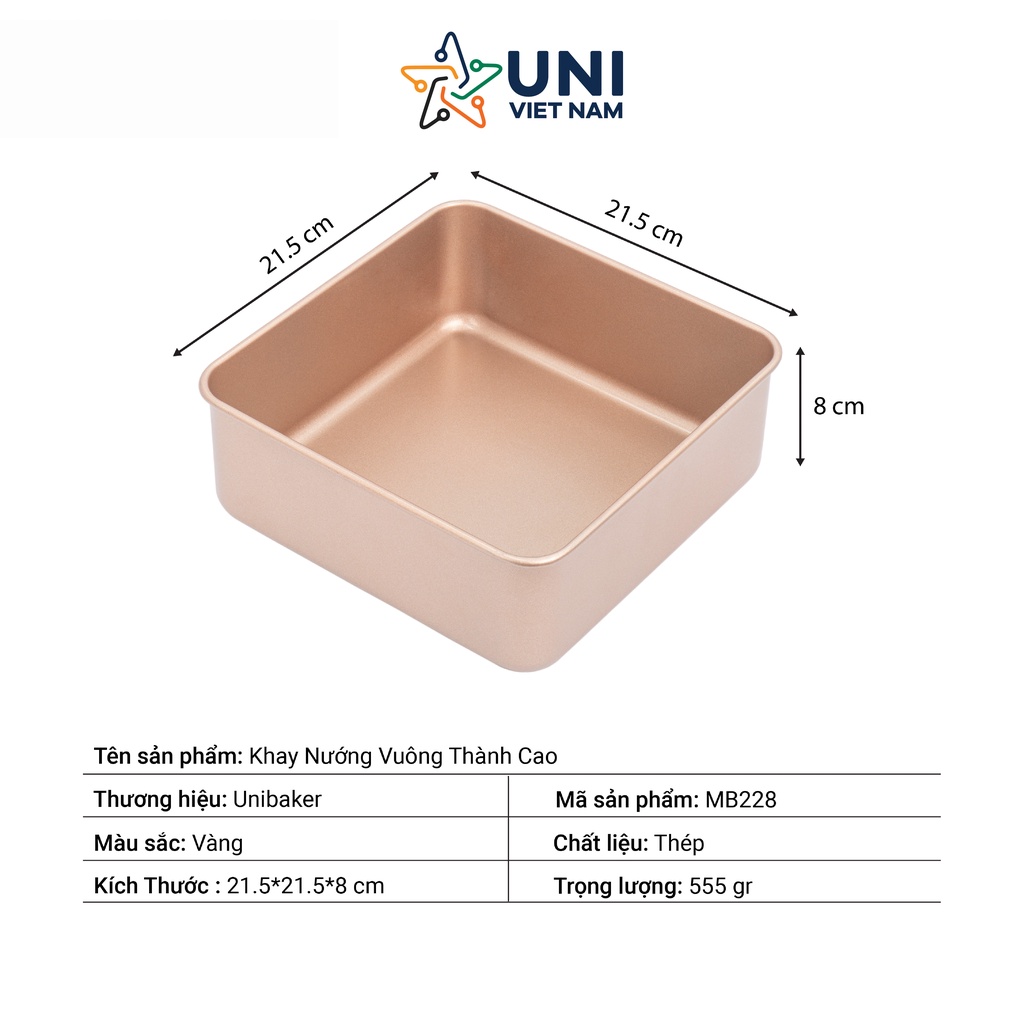 Khay vuông thành cao Unibaker MB228