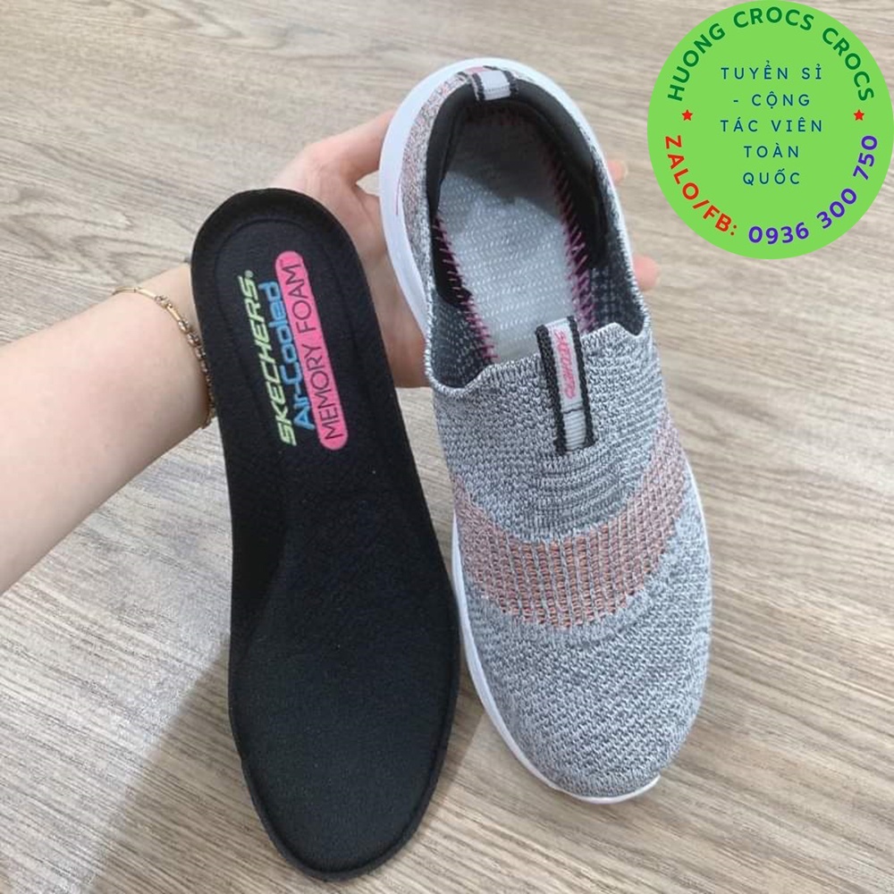 GIÀY THỂ THAO SKECHERS GOWALK UNTRA MEMORY FOAM 2.0 CHO NỮ MÀU GHI SỌC CAM