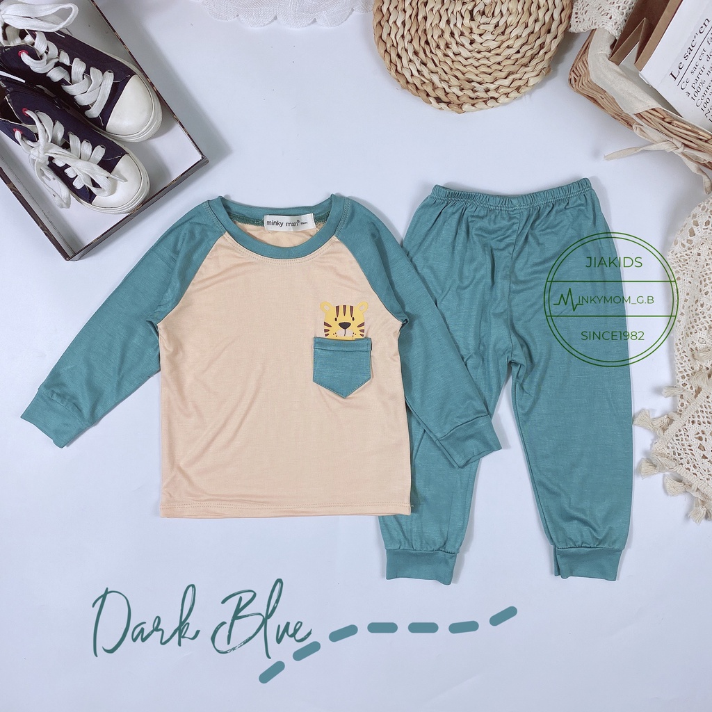 Bộ Dài Tay THUN LẠNH MINKYMOM Giáp Năng Túi Ngực Cho Bé TD-IN42