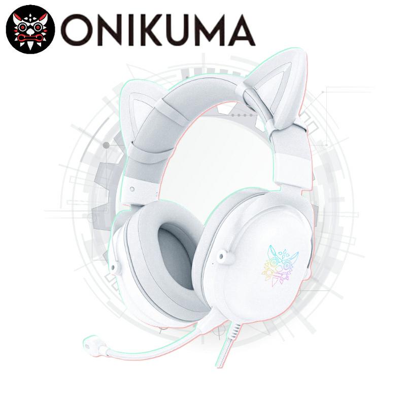 Tai nghe ONIKUMA X11 thiết kế tai mèo dễ thương màu trắng