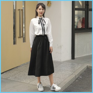 Chân váy dài kaki qua gối ♥️ Chân váy ulzzang chữ A màu đen siêu xinh - Zinti Store CV03