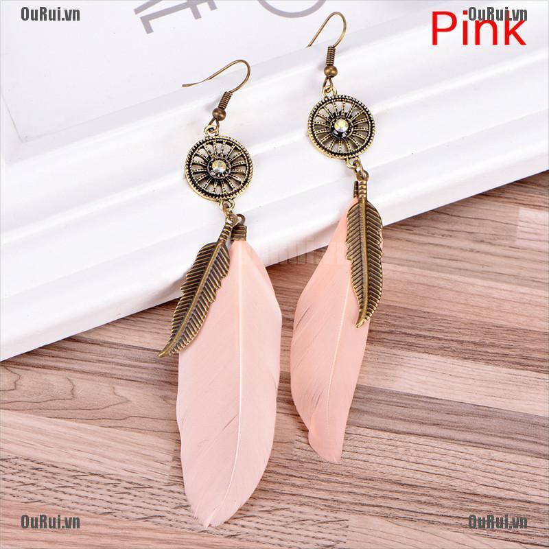 Bông Tai Lông Vũ Tua Rua Thời Trang