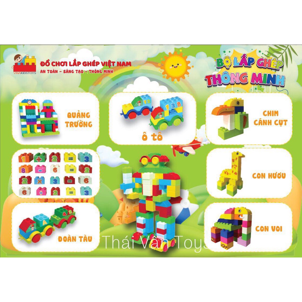 Bộ Lego Việt Nam 150 chi tiết size lớn bằng nhựa ABS | Đồ chơi sáng tạo