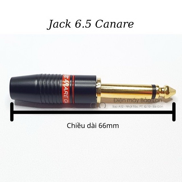 Jack 6.5mm Canare Made In Japan , Màu Đen , Đầu Jack Xi Vàng 24k