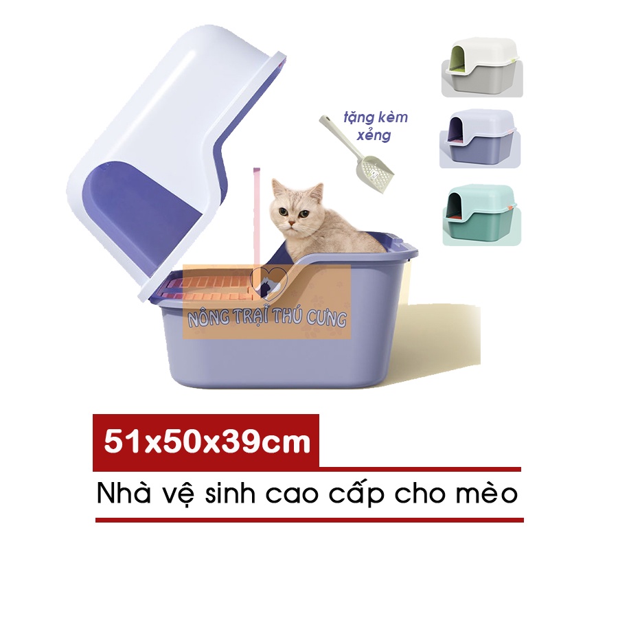 Nhà Vệ Sinh Cho Mèo Cửa Bên Hông - Không Văng Cát - Phù Hợp Với Mèo Dưới 8KG