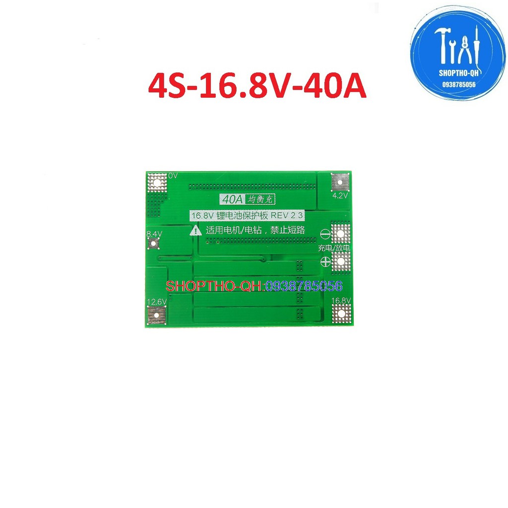 Mạch 4S-40A-16.8V,sạc cân bằng và bảo vệ pin lithium18650.