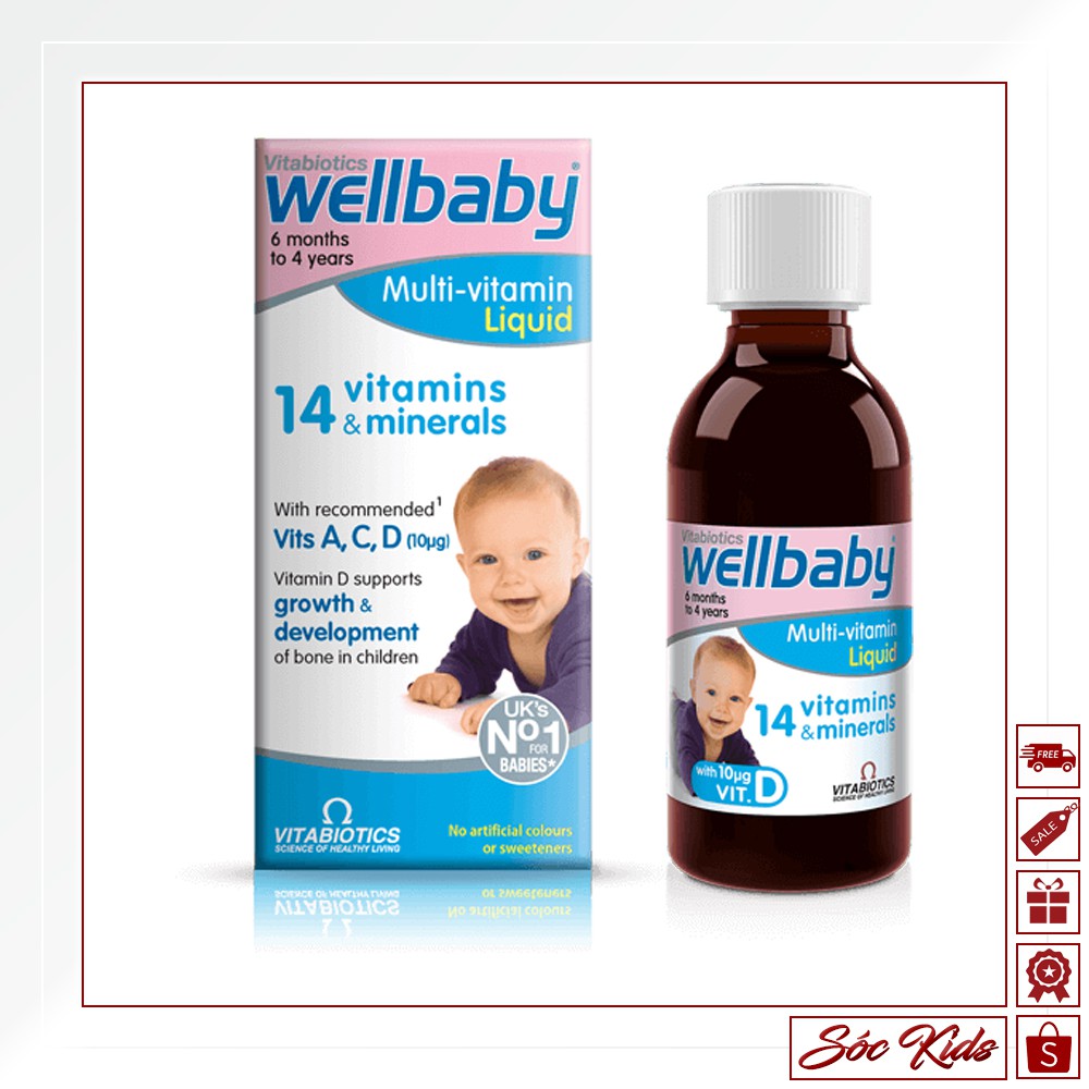 [Anh] Vitamin Tổng Hợp Wellbaby Cho Bé [150ml Dạng Lỏng]