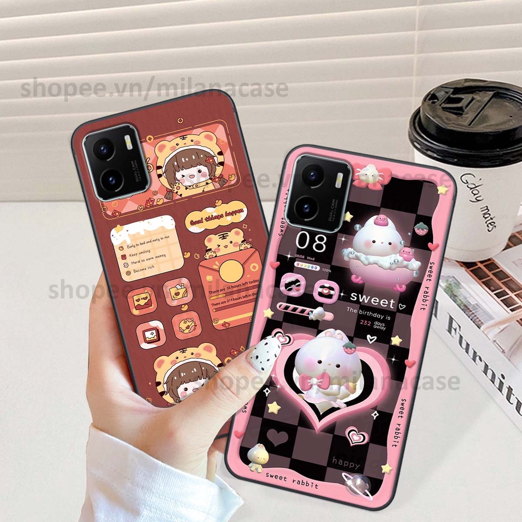 Ốp Vivo Y15s hình đồng hồ icon gấu mèo cute cực dễ thương ngộ nghĩnh