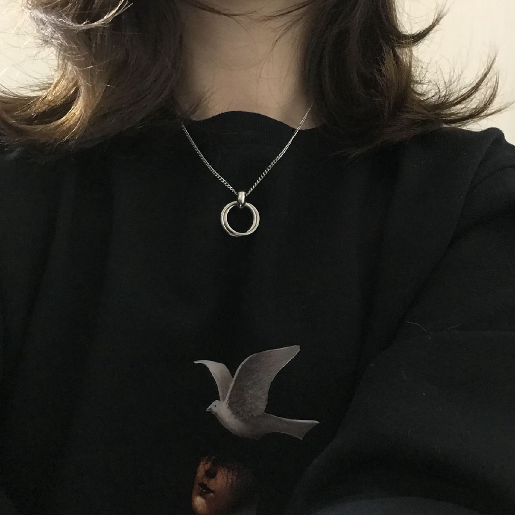 Dây Chuyền Mặt Nhẫn Đôi Phong Cách hiphop Đường Phố Cá Tính 22362 Dành Cho Nam Và Nữ