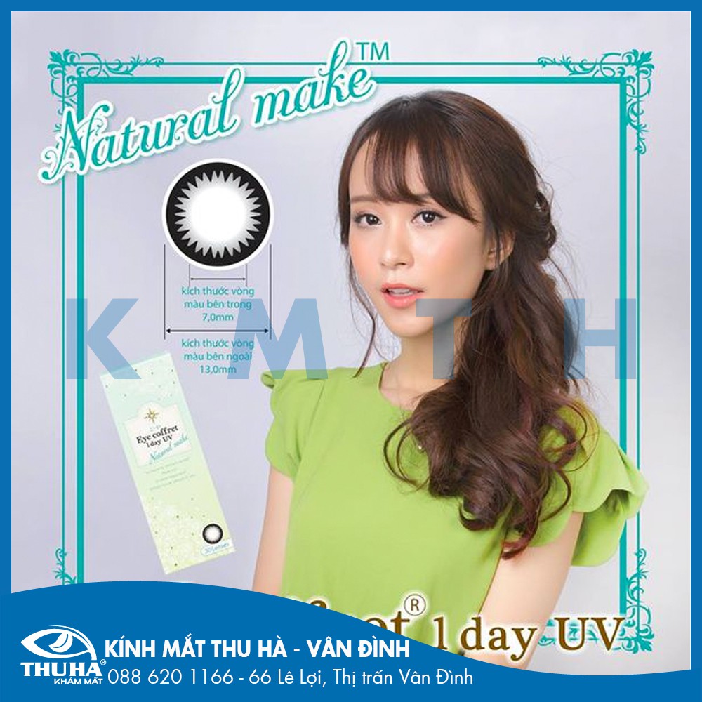 Kính Áp Tròng 1 Ngày SEED màu ĐEN có độ cận (Lens Eye Coffret 1 Day UV NATURAL MAKE) (01 Mắt) (CHÍNH HÃNG)