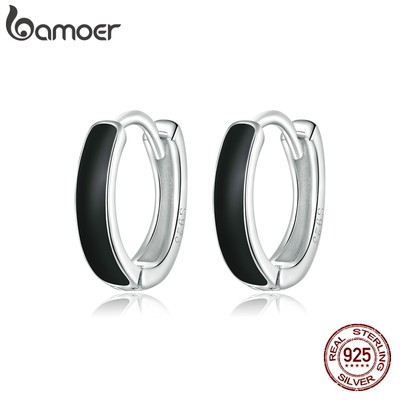 Bamoer 1 Đôi Bông Tai Bạc 925 Dạng Vòng sce1047
