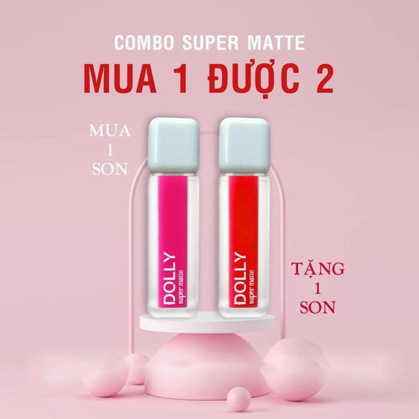 Son Kem Lì Dolly Super Matte chính hãng mua 1 tặng 1