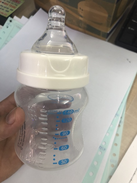 Bình sữa 140ml cổ rộng gluck baby dùng cho máy hút tay, điện - CÓ NÚM
