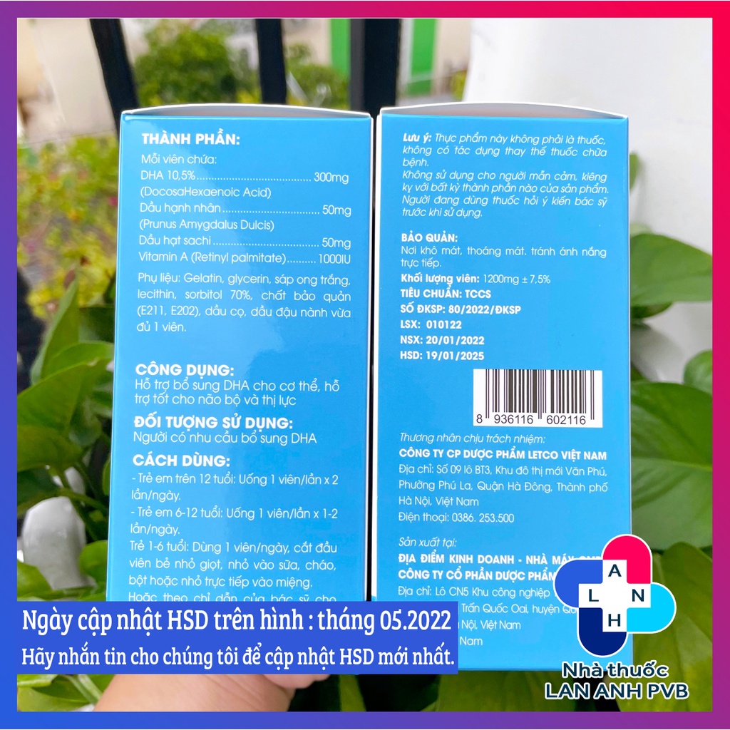 Letcopharco DHA KIDS - Bổ sung cho bé DHA tốt cho não bộ và thị lực.
