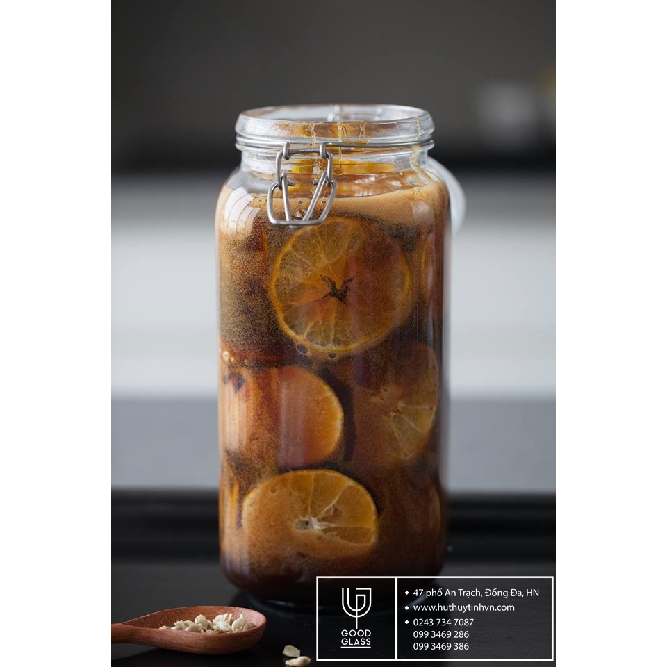 Hũ thủy tinh / Lọ thủy tinh nắp cài kim loại đựng gia vị thực phẩm 2000ML | BigBuy360 - bigbuy360.vn