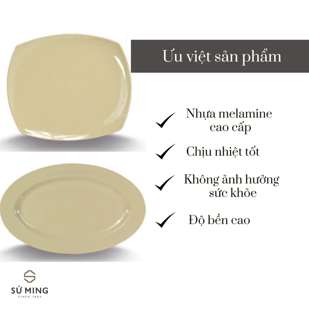 [Mã LIFE20KALL giảm 10% đơn 50K] Đĩa Xoài Nâu Nhám Nhựa Melamine Cao Cấp Dùng Trong Nhà Hàng, Quán Ăn