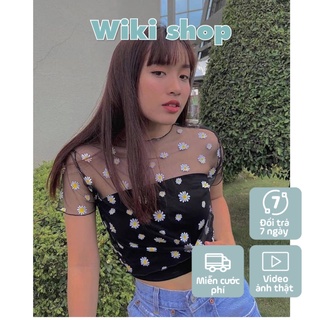 Set áo cộc tay voan hoa cúc mix cùng áo quây SS27CT