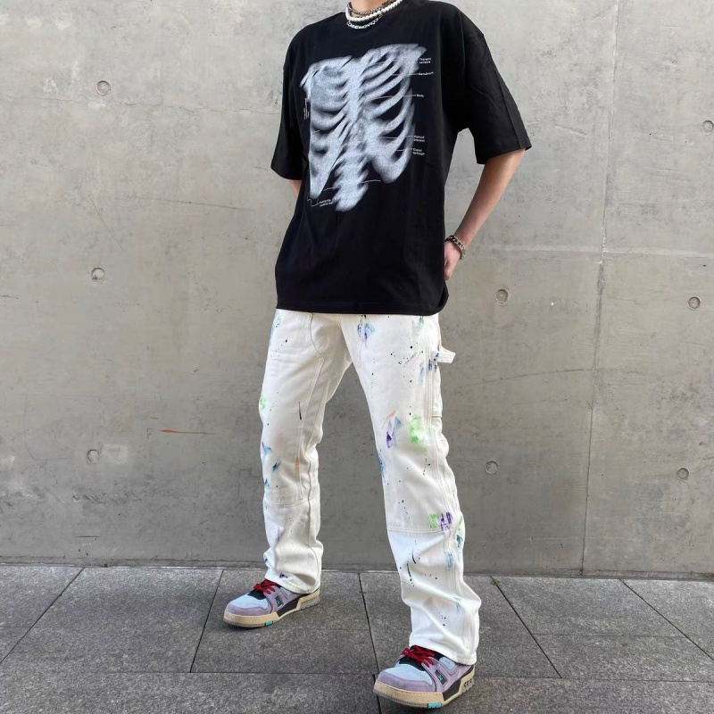 Áo thun tay ngắn cổ tròn dáng rộng in hình xương phong cách hip hop thời trang mùa hè cho nam size S-3XL | BigBuy360 - bigbuy360.vn