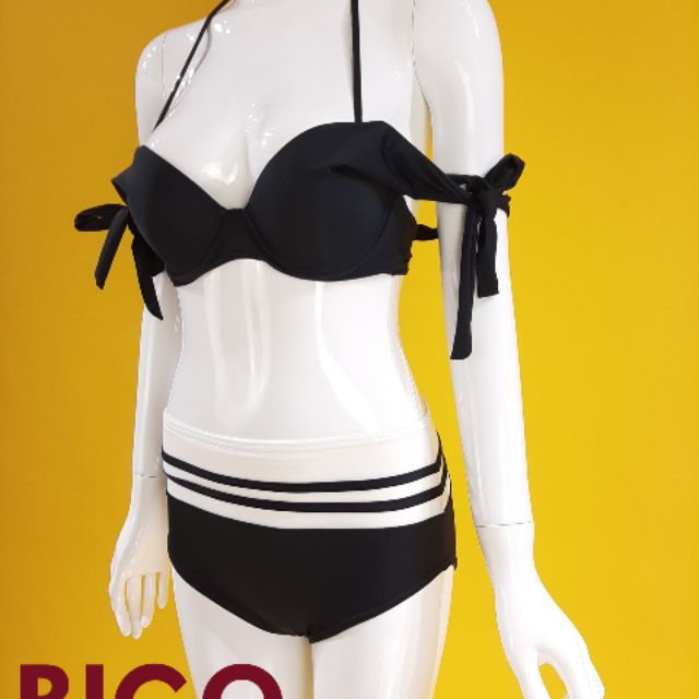 Bộ bikini 2 mảnh màu đen trắng