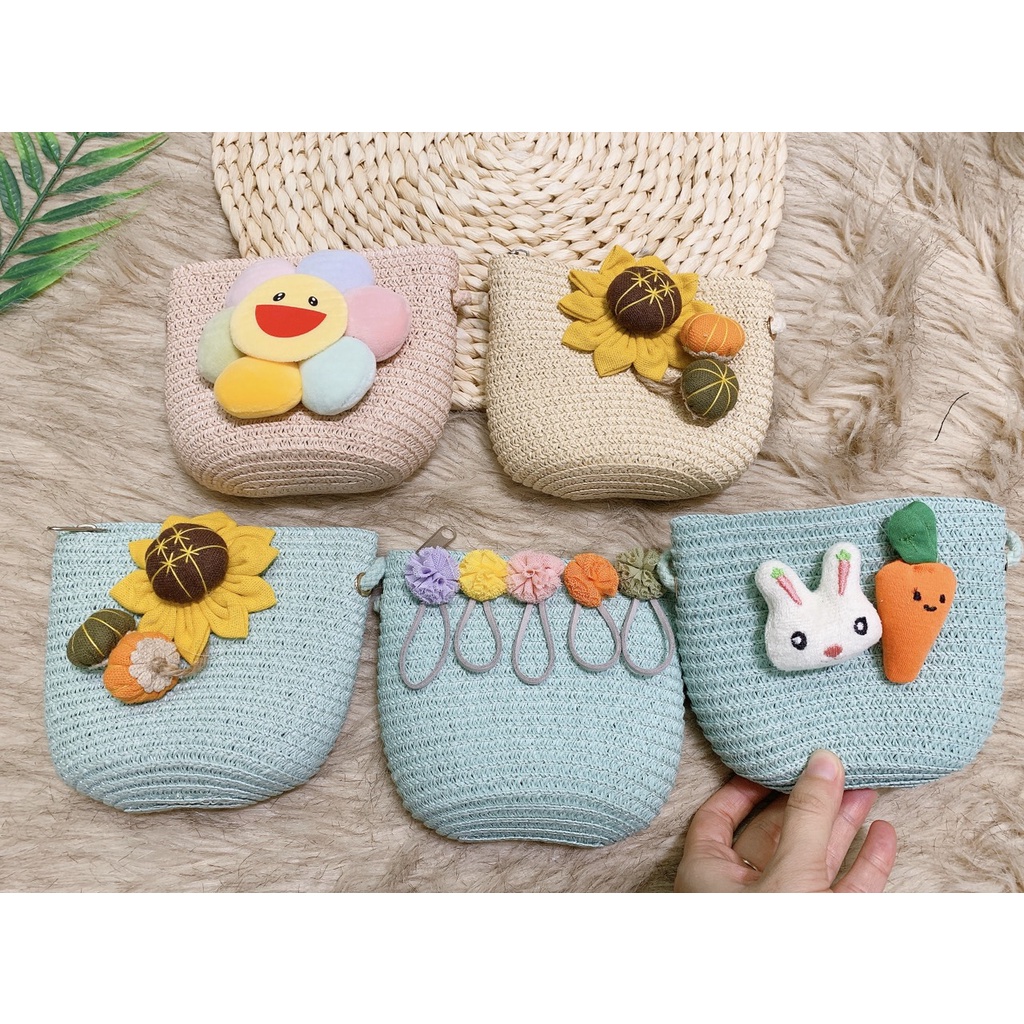 Túi cói đeo chéo cho bé gái dễ thương 1- 6 tuổi
