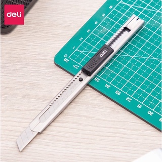 Dao rọc giấy mini Deli - chất liệu lưỡi bằng hợp kim -dễ dàng sử dụng màu Bạc - 1 cái E2034 - HOKAMI STORE