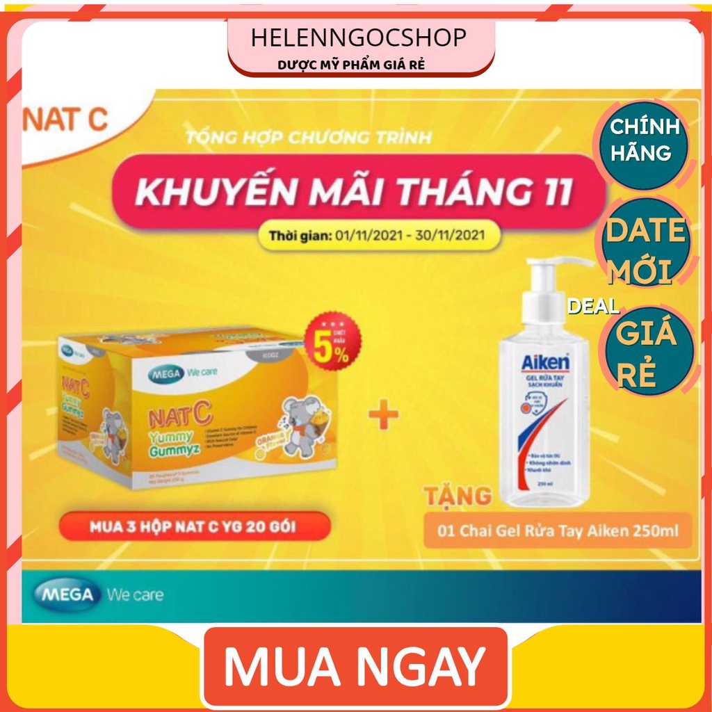 KẸO DẺO NAT C YUMY CUNG CẤP VIT C TỰ NHIÊN PHÙ HỢP CHO BÉ  VÀ MẸ HỘP 25 GÓI 50 VIÊN