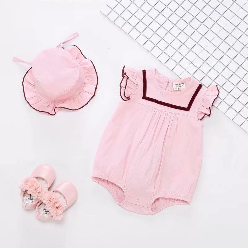 Set đồ bé gái - Body cotton kèm mũ siêu xinh cho bé