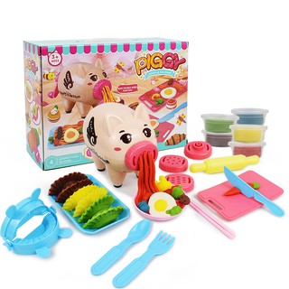 Bộ đồ chơi nhà bếp và đất nặn nhiều màu sắc